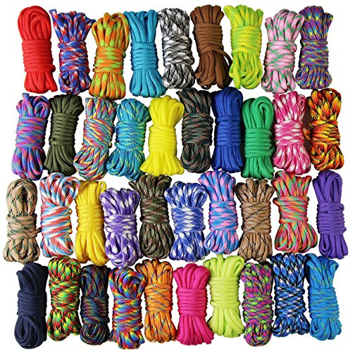 UOOOM 20 pcs Paracord Bracelet rope Parachute Cord Outdoor Survival Rope Set DIY Manual Braiding 10 Feet (Colorful x 20 pcs)