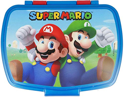 ALMACENESADAN 2712; Sandwichera rectangular multicolor Super Mario; producto de plástico reutilizable; libre BPA