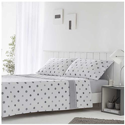 COTTON ARTean Juego sábanas Cama 150 Algodón Poliéster GAMIZ Gris