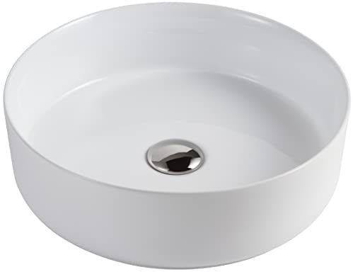 Alpenberger Aufsatzwaschbecken Klein ohne Hahnloch | Waschschüssel mit Nano Beschichtung | Badezimmer Waschbecken Rund für Moderne Waschplätze Ø 41 cm 12,5 cm Höhe