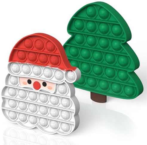 HOUT Set di 2 giocattoli natalizi Pop Fidget – Bubble Popit Anti Stress – Giocattoli di Natale – Figetttoys Autismo ha bisogno di poppet alleviare la pressione – Plopper giocattoli sotto i 10 euro