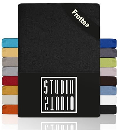 STUDIO Basic Frottee Spannbettlaken 100x200cm – weiches Frottee-Spannbetttuch aus 80 % Baumwolle & 20 % Polyester – Anthrazit – Öko-Tex Zertifiziert, bügelfrei & elastisch – für Matratzen 15–25cm