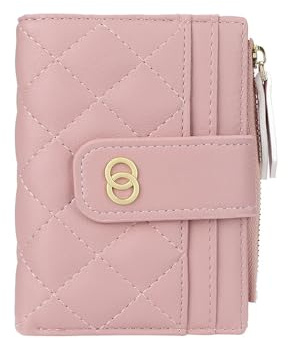 TOFBS Damen Geldbörse PU Leder Faltbare Brieftasche Kleines Portemonnaie mit Zipper Pocket Viele Fächer Kartenhalter Geldbeutel Geschenke für Mädchen Frauen Rosa