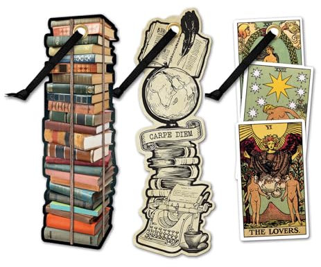 IF IF Academia Lot de 3 marque-pages 3 titres 1 pile de livres, 1 tarot, 1 carpe diem