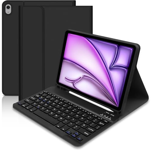 tititinita iPad Air 11-inch Case with UK Layout Keyboard for 6th/5th/4th Gen (2024), Smart Cover & Detachable Design, Black