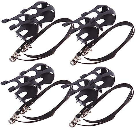 KOMBIUDA 4stücke Teiliges Fahrrad Toe Clips Mit Fixierten Verstellbaren Riemen Leichte Kunststoff Pedalclips Mit Anti-rutsch-Funktion Für Mountainbike Und Rennrad Einfache Montage Strapazie