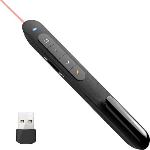 Puntero Láser con Rango, Presentador Inalambrico, 2,4 GHz Remote Presenter, Mando Presentaciones, Presentaciones Pasador Diapositivas para Oficina, Aula