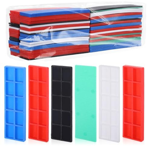 60 Stück Abstandshalter Kunststoff Rechtwinklig 28 X 100 mm, Verglasungsklötze Kunststoff für Verlegen Von Fliesen,Abstandhalter Kunststoff, Wasserdicht Unterlegplatten Kunststoff(Mix 1mm - 6mm set)