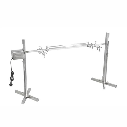 LESBJFDM Asador Giratorio para Barbacoas Acero Inoxidable con Motor, Gira hasta 120 Kg De Cerdo, Parrilla Barbacoa Giratoria, Asador Giratorio Barbacoa, Longitud De Asador De 110 Cm
