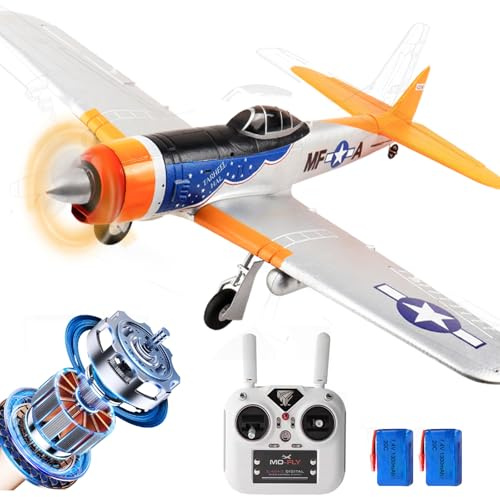 Ssccgym 695MM 27.4 Inch P47 P-47 Large Brushless Remote Controlled Plane Airplane for Beginners Adults Expert 4-Channel Hobby RC Glider 3D Aerobatic / 6G Gyro Xpilot 1/16 (RTF 2-Batteries)