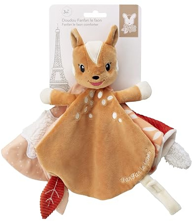 Vulli – Doudou Fanfan Le Faon – Doudou Plat Multitexture pour Bébé 0 Mois+ – avec Attache Sucette – Jouet D’éveil Sensoriel Léger Et Facile À Saisir – Ideé Cadeau Naissance Mixte