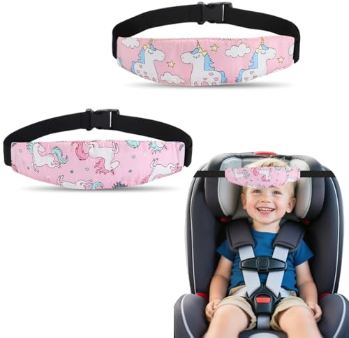 Juego de 2 almohadas para coche, almohadilla para cinturón de seguridad infantil con forma de unicornio, correa ajustable para dormir en el asiento infantil, asiento de seguridad para coche.