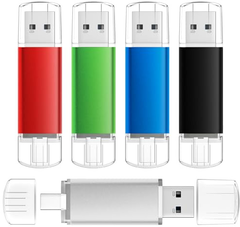 AreTop 16GB USB C Thumb Drive USB 2.0 Dual Flash Drive 16GB USB Drive 2-in-1 Portable Type-C Memory Stick Compatible with iPhone 16/15, Android Smartphone, Computers, MacBook, Tablets, PC, 5 Pack