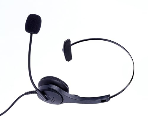 Qaonsciug Casque de bureau filaire RJ9 avec micro antibruit pour PC/ordinateur portable/centre d'appels et téléphones de bureau à domicile Casque à oreille unique pour visioconférence