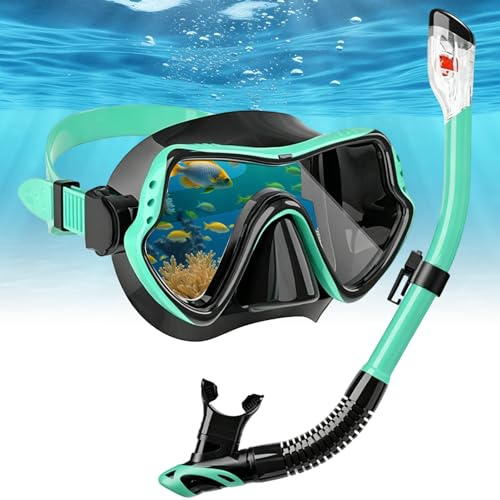 Kit da Immersione per Adulti, Maschera da sub a Tenuta Stagna, Boccaglio a Secco con Maschera Antiappannamento, Set da Snorkeling per Uomo e Donna, Attrezzatura Subacquea a Tenuta Stagna per Immersion