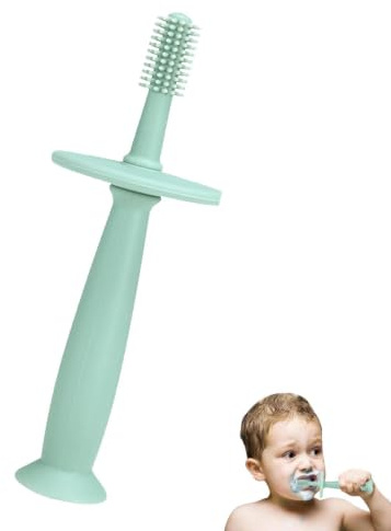 360 Babytandborste -% Livsmedelsklassad Silikonbitleksak | Spädbarns | Tungrengöringsborste Med Sugbas | Hygiene Gum Care Muntvättstränare, Nyfödda Tuggbara Tandborstar 1 St