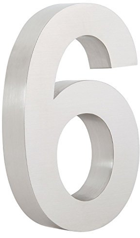 Numéro de maison en acier inoxydable - Design moderne 3D - Hauteur : 20 cm - Profondeur : 3 cm - En acier inoxydable V2A - Police : Arial - Plusieurs chiffres au choix