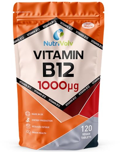 Vitamin B12 1000mcg - Pure High Strength Vegan Supplement - Supports Immunity, Reduces Tiredness, Improves Energy - 120 Vegan Tablets - 4 Month Supply