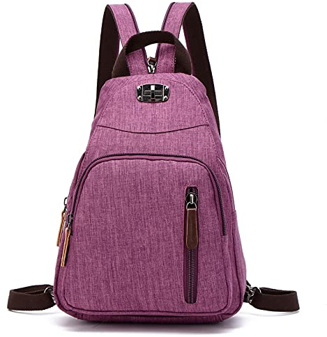 FANDARE Retro Bolsa de Pecho Pequeño Mochila Bolsos Cruzados Sling Crossbody Bag Bolsa de Hombro para Hombre Mujer Viaje Gimnasio Deportiva Ciclismo Daypacks Durable Poliéster Púrpura