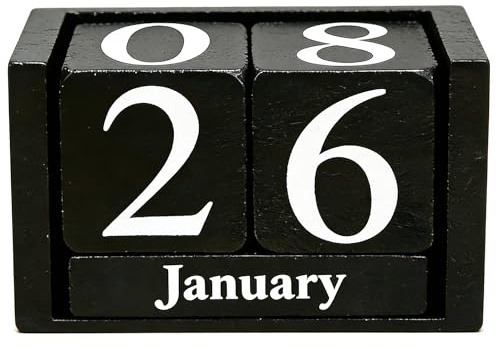 Notakia Calendrier perpétuel en bois noir, élégant et durable pour la maison et le bureau