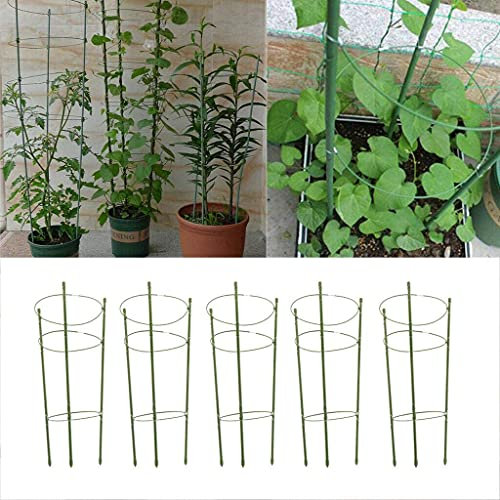 Skybook 5 pcs Outdoor Peony Frame Heavy Duty Herbaceous Garden Plant Support Ring Perennial Flower Border Cage H:45cm