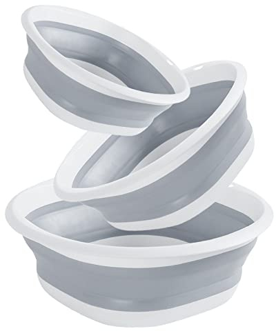 Multipurpose Foldable Collapsible Washbasin Lightweight Portable Basin, Collapsible Basin for Camping Sink and RV Sinks (Set of 3, S,M,L)