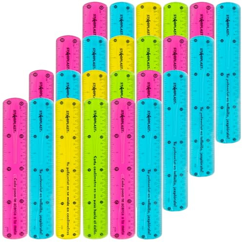 FLEXIBLE REGEL 20 CM STARPLAST - 4 färger, robust numrering - PACK 24