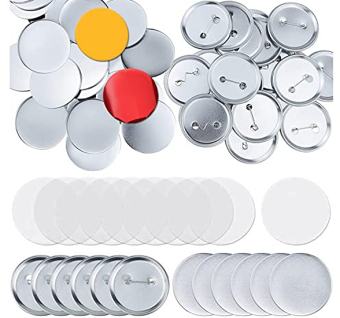 berjalan 100 Sets Runde Knopfteile -HerstellungszubehöR 58 Mm Metallknopf-Abzeichen-Kits, Pin-Back-Button-Teile