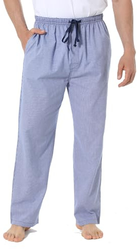 Pantalones De Pijama Para Hombre 100% Algodón, Tejidos a Cuadros, Con Bolsillos.