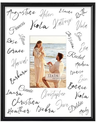 Axeman 11x14 Signature Picture Frame with 5x7 White Mat – Wedding Guest Book Alternative, Wall Hanging Photo Frame for Graduation, Celebration, Autograph Display and Home Decor, Black