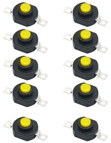 Lot de 10 boutons poussoirs autobloquants 0,5 A 30 V 2 broches Mini interrupteur marche/arrêt pour lampe de poche