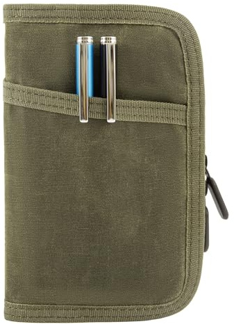 WEESTAAMO Funda para cuaderno, funda clásica encerada, cubierta impermeable con cremallera para 9 x 14 cm Travelers Notebook Bloc de notas, cuaderno de bocetos, notas de campo