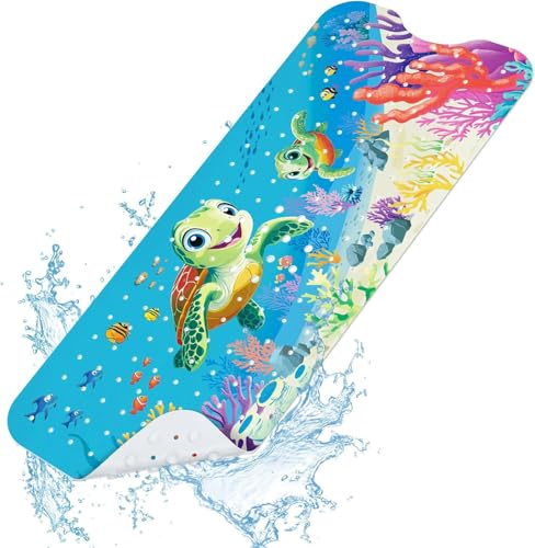SHUCHING Tappetino Vasca Antiscivolo Bambini Tartaruga Marina, Tappeto Doccia Antiscivolo Bambini 100x40cm, Tappetino Bagno Resistente alla Muffa e Lavabile in Lavatrice