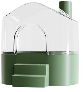 Clearly View - Casa de baño de arena para hámster de 360 grados, base a prueba de salpicaduras para exploración, escondites de sueño, fácil limpieza, mantenimiento, baño de arena transparente grande
