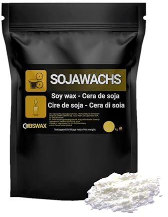 Ubswax sojavax för ljus | premium naturligt eko-ljusvax för gör-det-själv ljustillverkning – 100 % vegetabiliskt vax för gjutning | miljövänligt sojavax (2 kg, flingform)