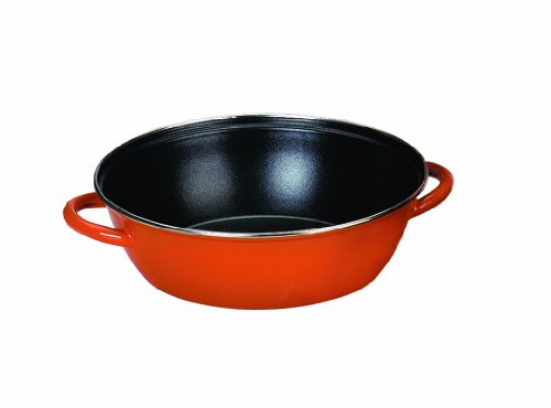 IBILI - Sarten honda con 2 asas new orange, 32 cms, Acero esmaltado vitrificado, Antiadherente, Apta para induccion