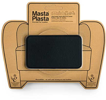 MastaPlasta - Toppa Nero autoadesiva per la riparazioni di Pelle. Scegli Dimensioni/Design. Pronto Soccorso per divani, sedili Auto, Borse, Giacche, ECC.