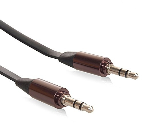 Maclean MCTV-694 B - Cavo audio piatto, jack 3,5 mm, jack AUX audio, nero, bianco, 1 m, 2 m, colore: Nero