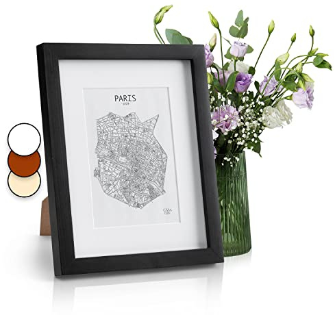 Casa Chic Cadre Photo, Cadre Photo en Bois de 28x23 cm, Cadres Photo, Porte Photo Mural, Cadre Decoration Murale Pele Mele, Affichage Vertical/Horizontal, avec Protection Verre et Passe Partout Inclus