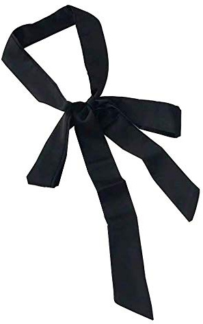 Elegante bufanda suave con cinta, bufanda larga de satén, cinturón de satén, corbata para el cuello, gargantilla para mujer, Negro -, 200 cm