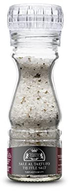 Valnerina Tartufi Gros Sel à Truffe Noire D'été | Sel Gastronomique Aromatisé pour tous les Plats, en particulier la Viande et le Poisson | Pot avec Moulin 100 gr.