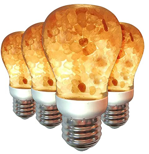 Himalayan Glow LED Light Bulb, Patent Design 60-Watt Equivalent, Warm Amber Glow, Salt Bulb Light, 4 Count