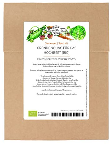 Gründüngung für das Hochbeet (Bio) - Samenset mit 6 Blumen- und Kräutersorten für das vierte Jahr in Mischkultur