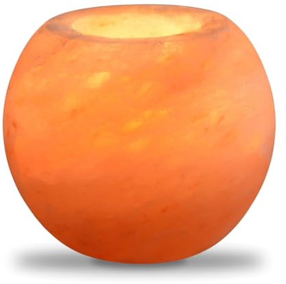 Zen'Light - Teelichthalter aus Himalaya-Salzkristall - 100% authentische natürliche Salzkristall-Teelichtlampe - Handgeschliffener Kerzenhalter aus hochwertigem Naturmaterial - Sphäre 900 g