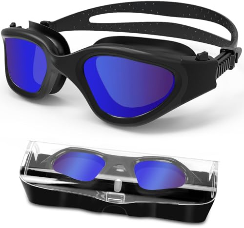 HotSrace Lunettes natation antibuée,Lunettes Piscine pour hommes femmes | Protection UV anti fuite silicone souple vision claire faciles à ajuster Lunettes de natation pour adultes et adolescents
