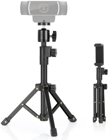 BILIONE Trépied pour Webcam C920 C922 C930e C920S C920 C615 C960 C920x, Support Extensible pour Bureau, Mini trépied léger avec Filetage 6,35 mm