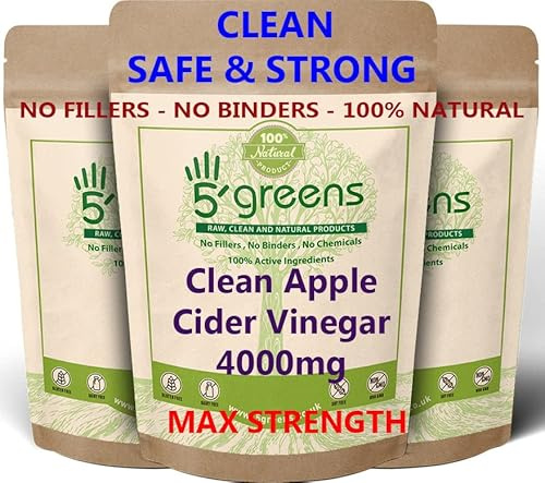 Apple Cider Vinegar Capsules 120 Vegan Capsules 5000mg High Strength, 35% Acetic Acid Raw & Unfiltered Effective ACV Supplement | No Chemicals 100% Natural Made in The UK by 5greens