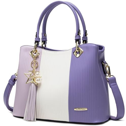 Pomelo Best Handbags for Ladies with Multiple Interior Pockets and Pretty Colour Combination (Chiffon Purple/Lavender)