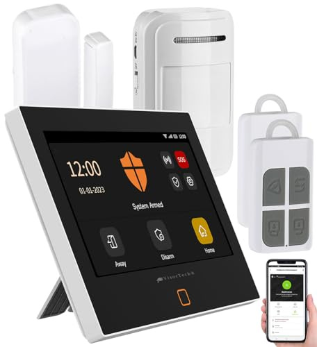 VisorTech Funk-Alarmanlage GSM: 5-teiliges WLAN-/4G-Alarmanlage-Set mit 2 Fernbedienungen & 2 Sensoren (GSM WiFi, Einbruchmeldeanlage, Haus)