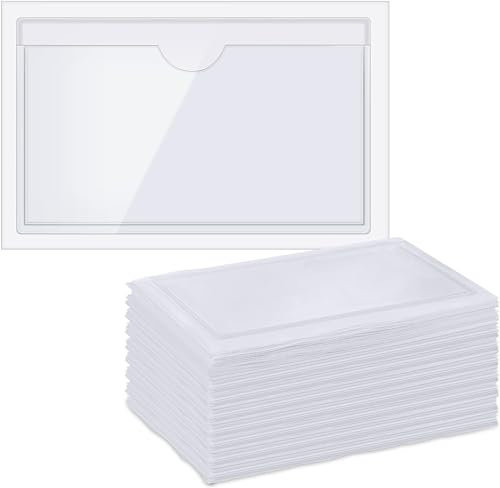 36 Stück Visitenkartentaschen Selbstklebend Transparent mit Daumenausstanzung oben, Selbstklebende Etikettenbeutel, Transparenter Kreditkartenhalter, Etiketten Kartenhalter(Size:23 * 10CM)
